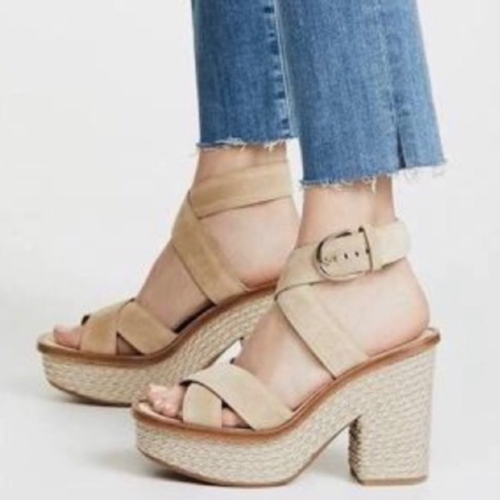 JOIE Natural Tanglee Suede Platform Jute Sandal sz 35.5/ US 5.5